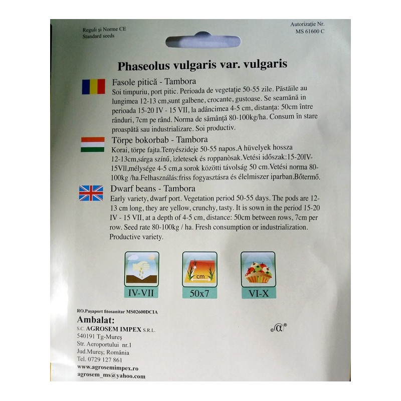 Seminte Fasole Pitica Galbena Tambora 40g