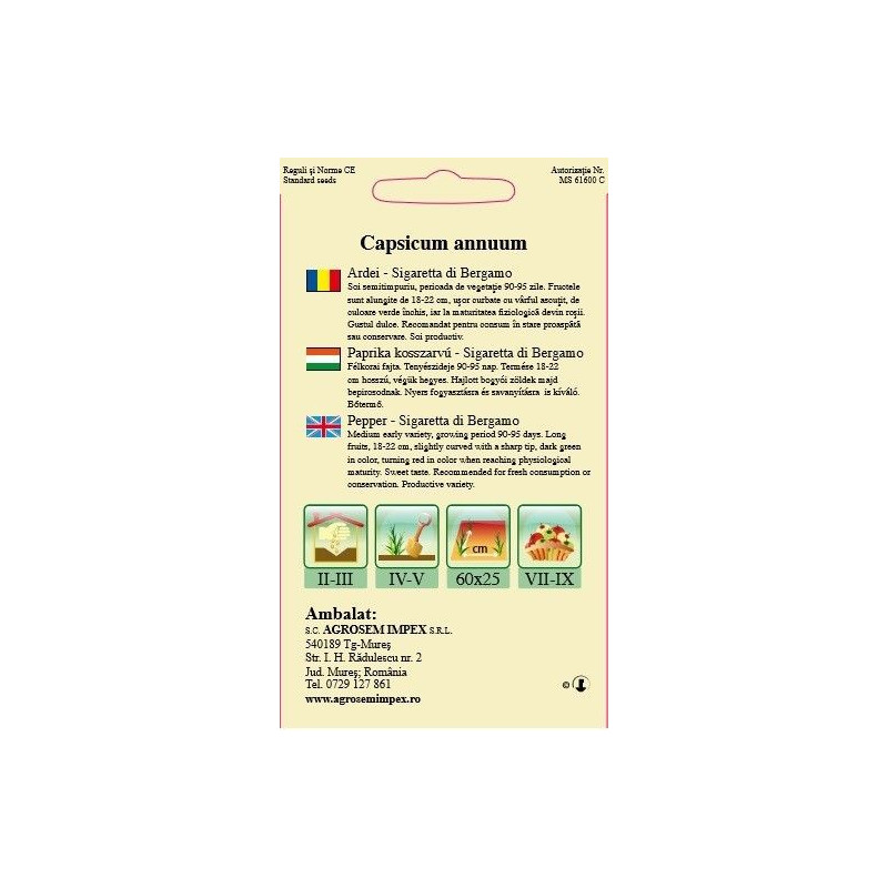 Ardei seminte - Capsicum annuum Sigaretta di Bergamo