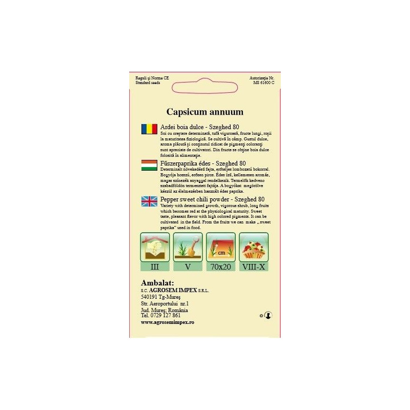 Ardei boia dulce seminte - Szeghed 80