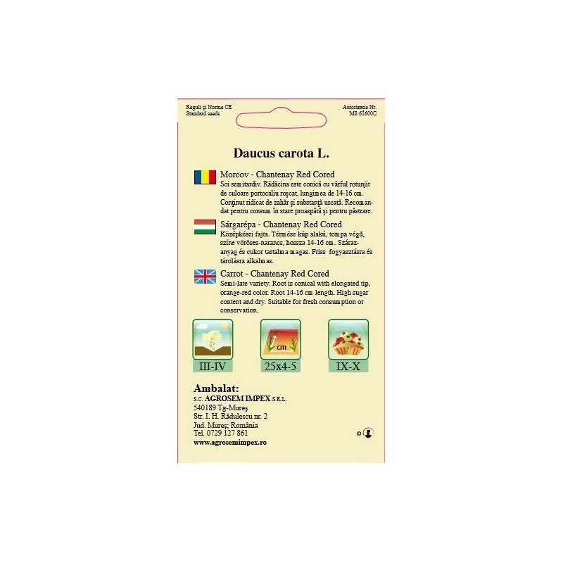 Morcov seminte - Chantenay Red Cored