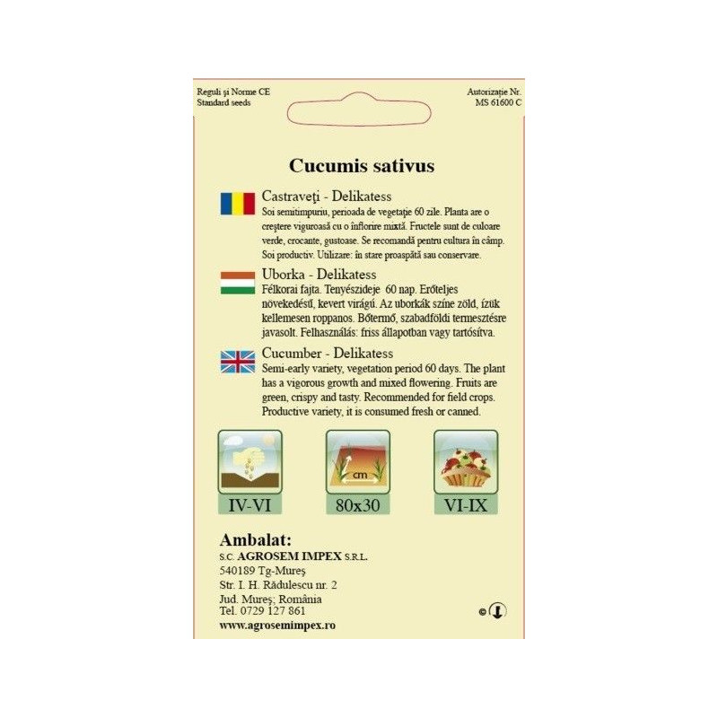 Castraveti seminte - Cucumis sativus Delikatess