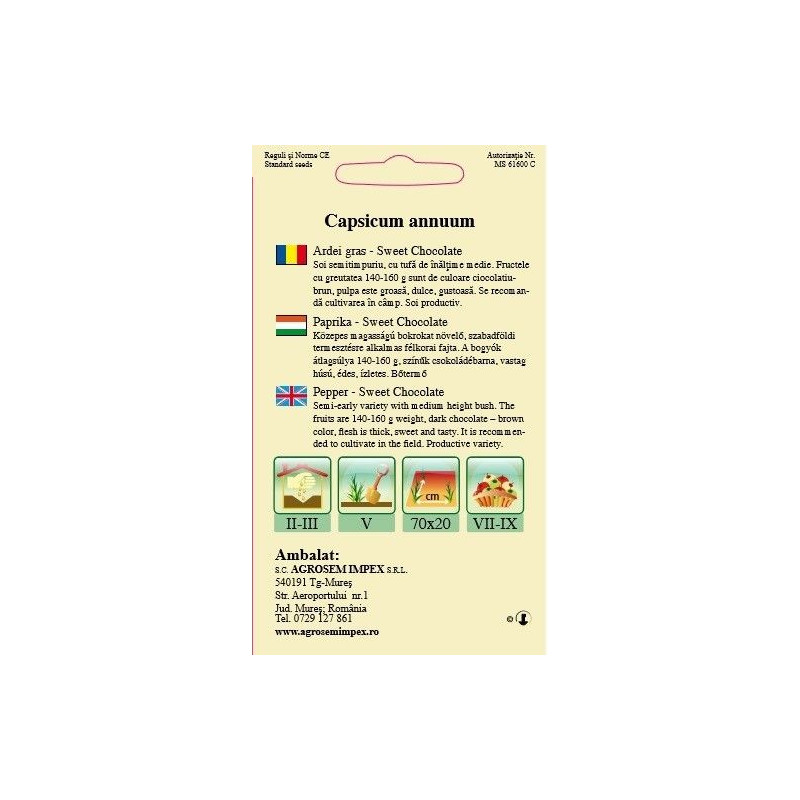 Ardei gras Sweet Chocolate seminte - Capsicum annuum