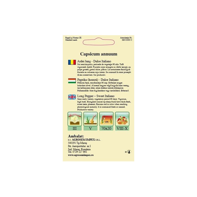 Ardei lung Dulce Italiano seminte - Capsicum annuum