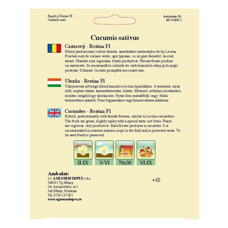 Castraveti hibrizi Restina F1 seminte - AS - Cucumis sativus