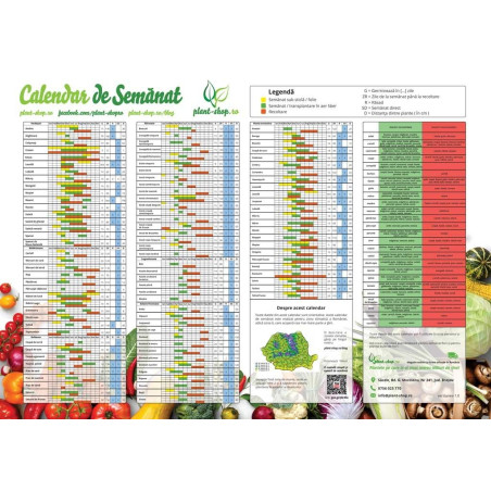 Calendar de semanat legume A3 color - Plant-Shop