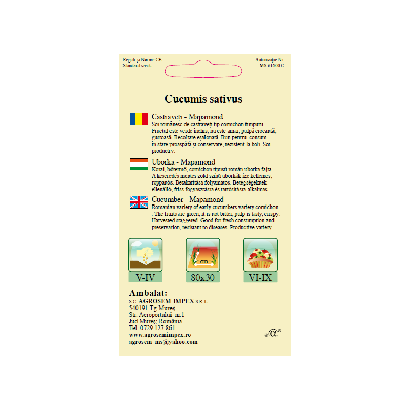 Seminte de Castraveti cornichon Mapamond - AS - Cucumis sativus 