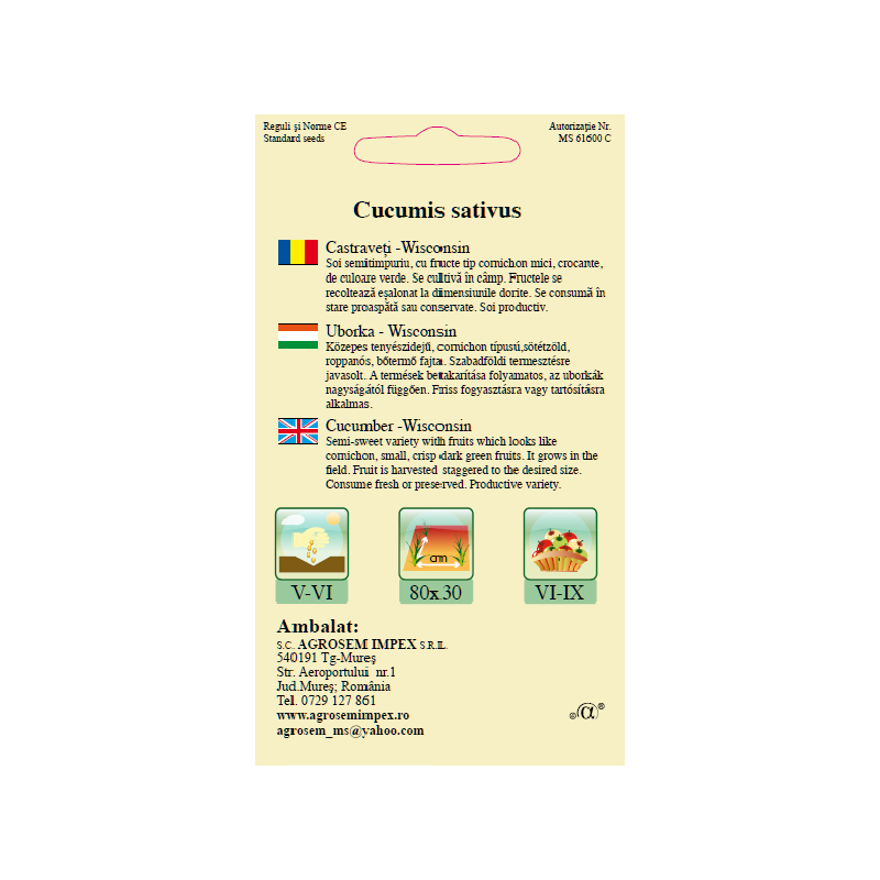 Seminte de Castraveti cornichon Wisconsin - AS - Cucumis sativus 