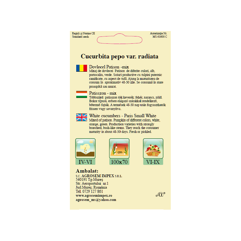 Seminte de Dovlecel mix - AS - Cucurbita pepo var. radiata 