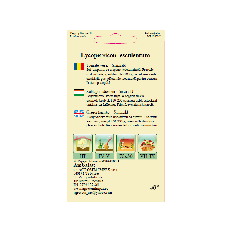 Seminte de Tomate verzi Smarald - AS - Lycopersicon esculentum