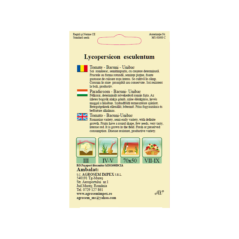 Seminte de Tomate Bacuni - AS - Lycopersicon esculentum