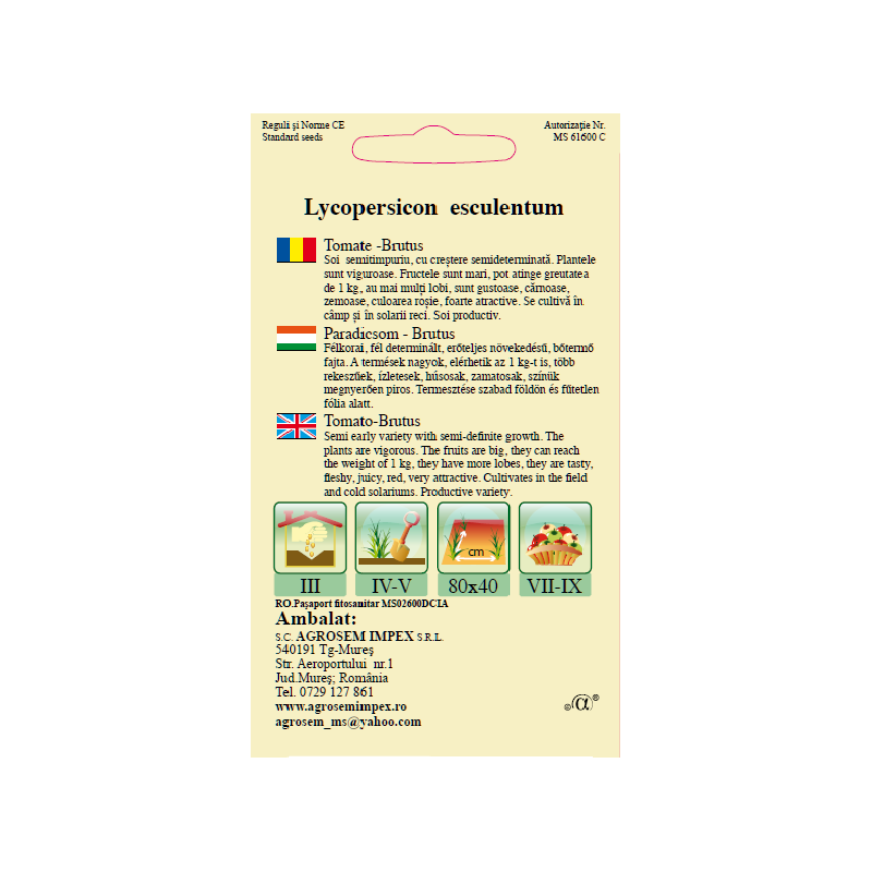 Seminte de Tomate Brutus - AS - Lycopersicon esculentum