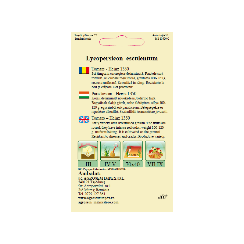 Seminte de Tomate Heinz 1350 - AS - Lycopersicon esculentum